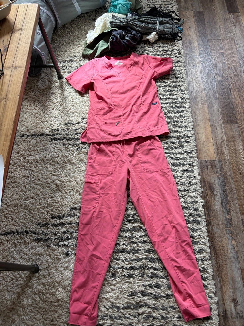 Women's Coral Pink Scrub-set